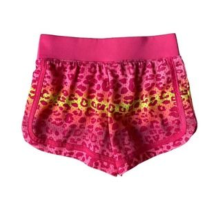 Girls 7-8 SO Hot Pink Neon Yellow Orange Leopard Animal Print Athletic Shorts